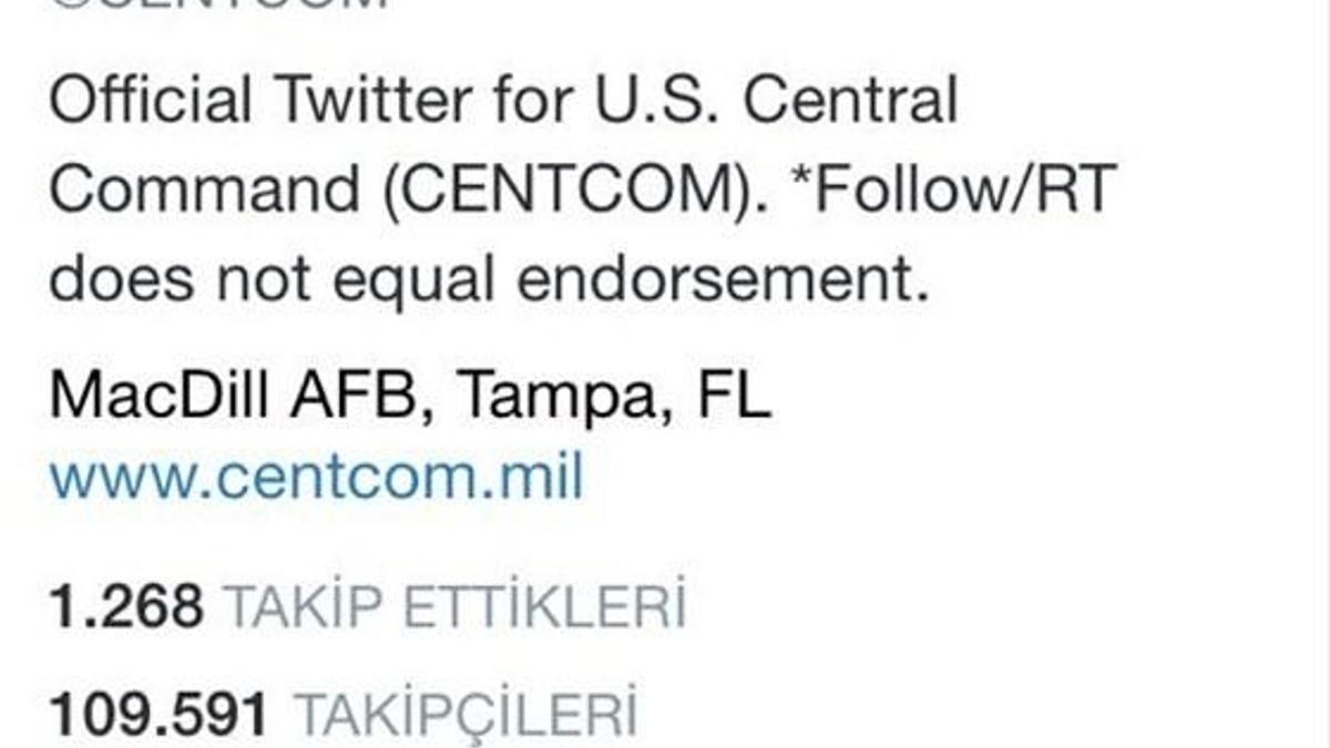 ABD Merkez Komutanlığı'nın Twitter hesabı hacklendi