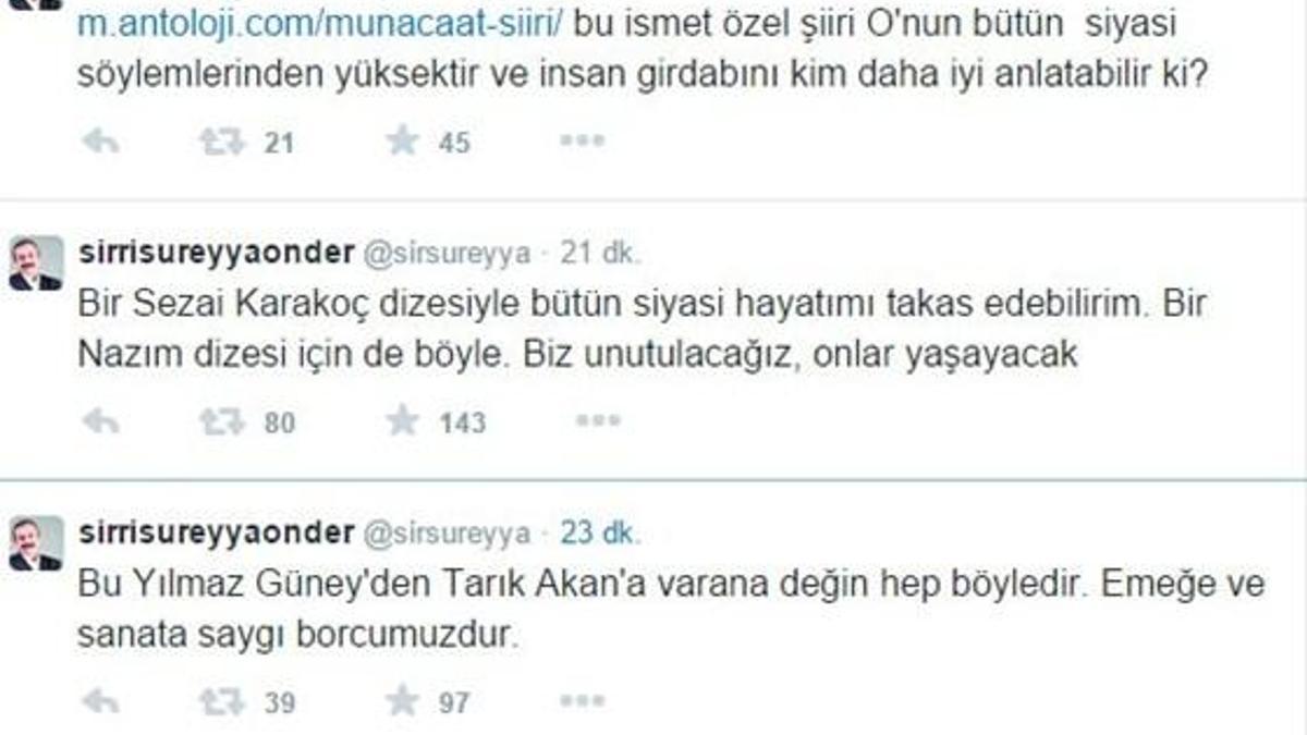Önder: Sanatçıları da kendimize benzetmeyelim