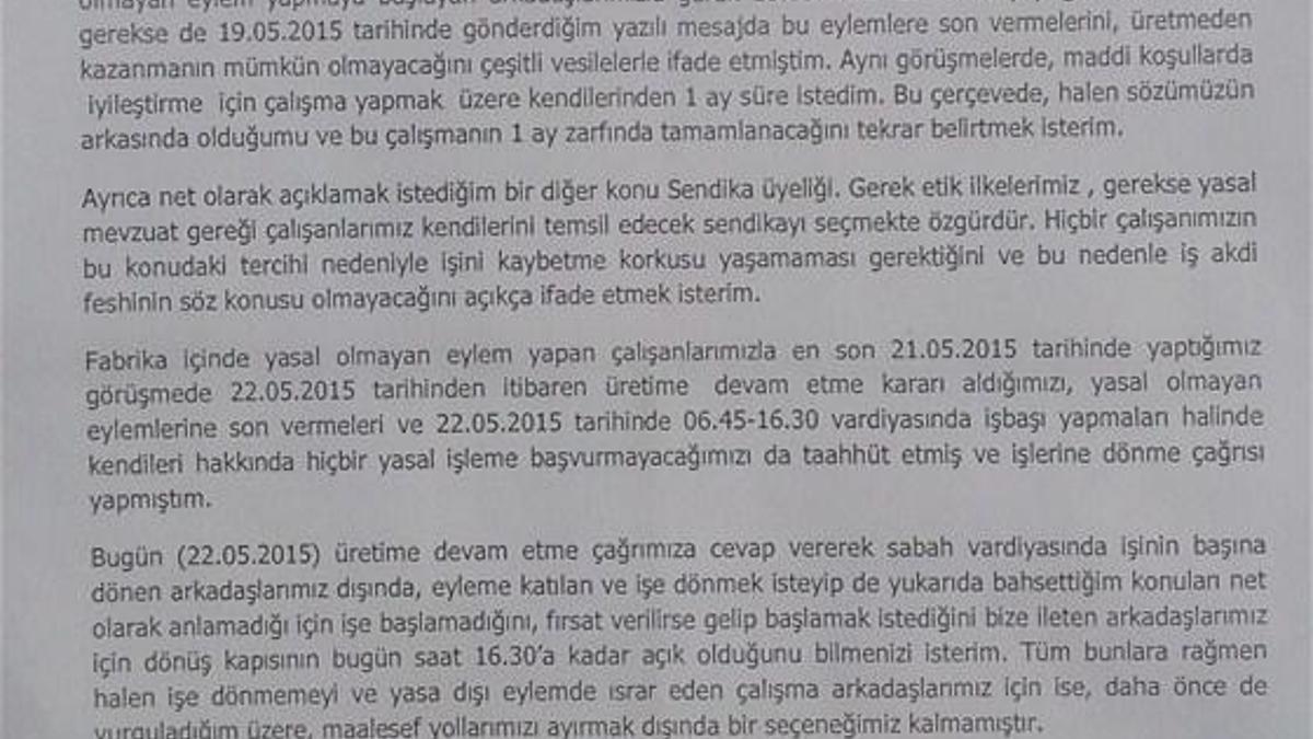TOFAŞ 16:30'a kadar süre verdi
