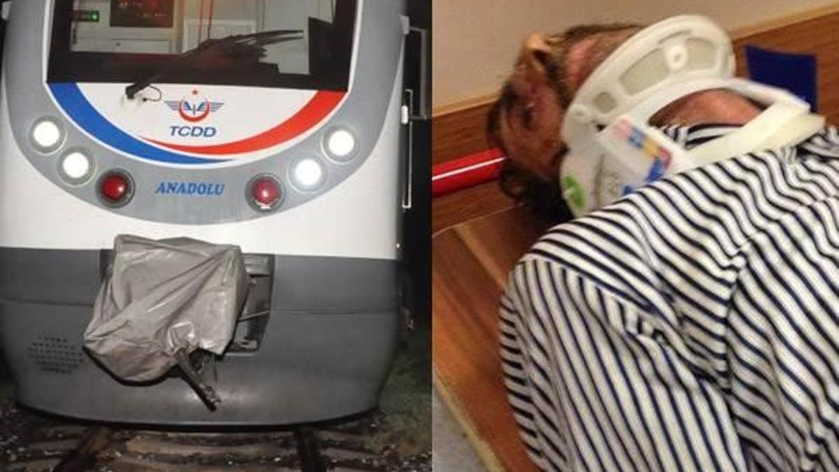 Demiryolunun üzerinden geçerken yolcu treni çarptı