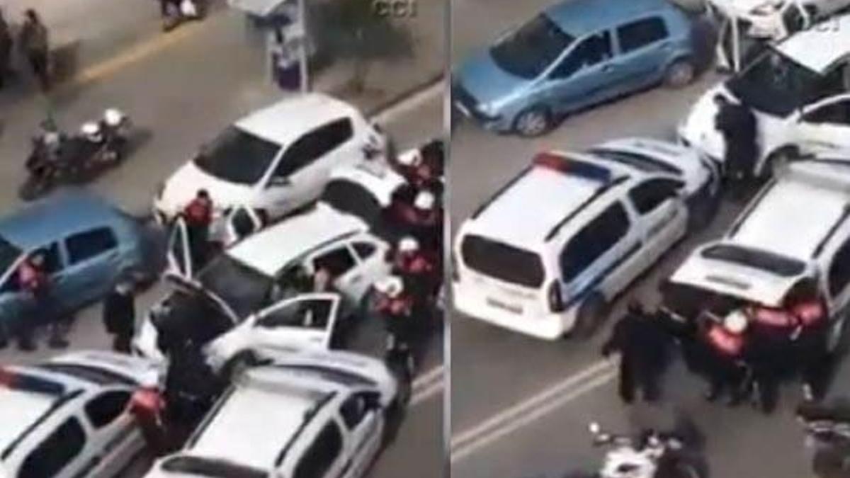 İzmir'de bomba ihbarı yapılan araç böyle ablukaya alındı