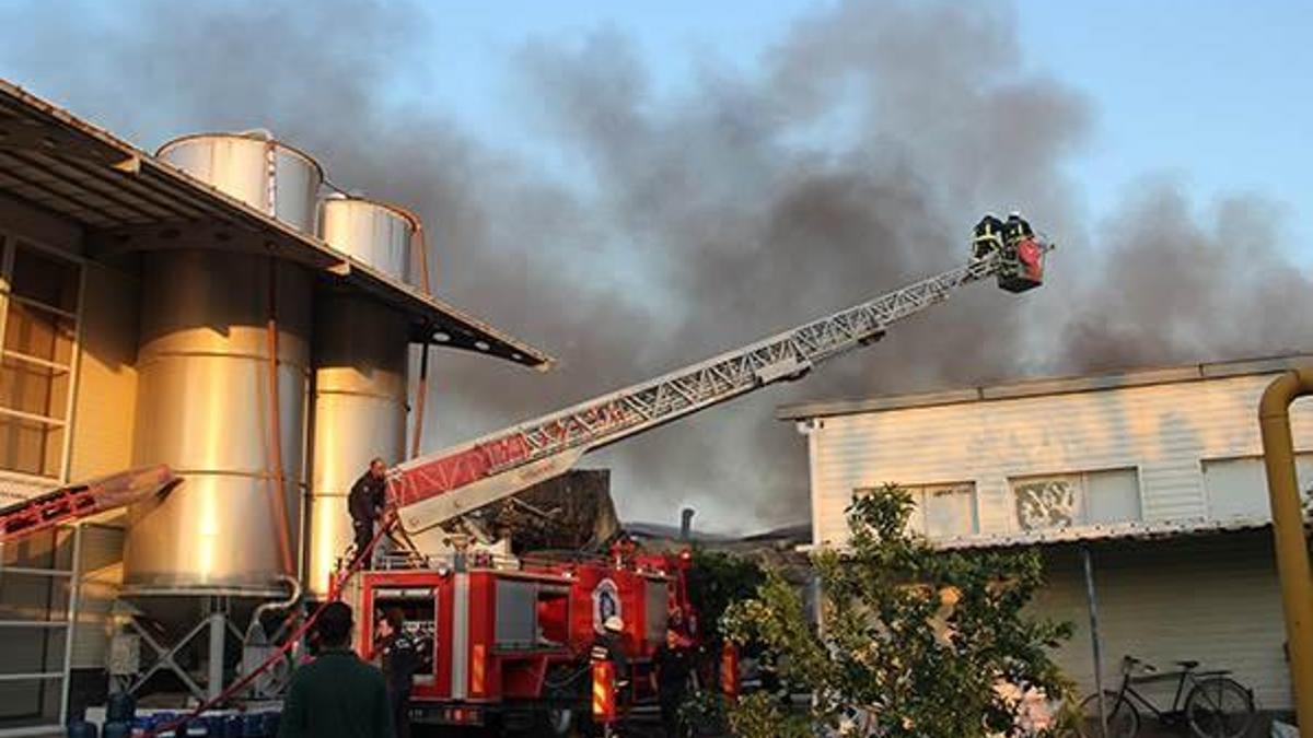 Antalya'da boya fabrikasında korkutan yangın