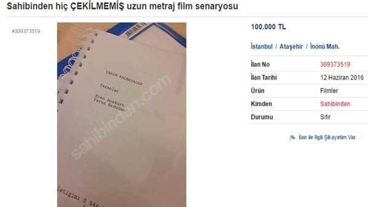 Sahibinden'de hiç çekilmemiş film senaryosu ilanı rekor kırdı!