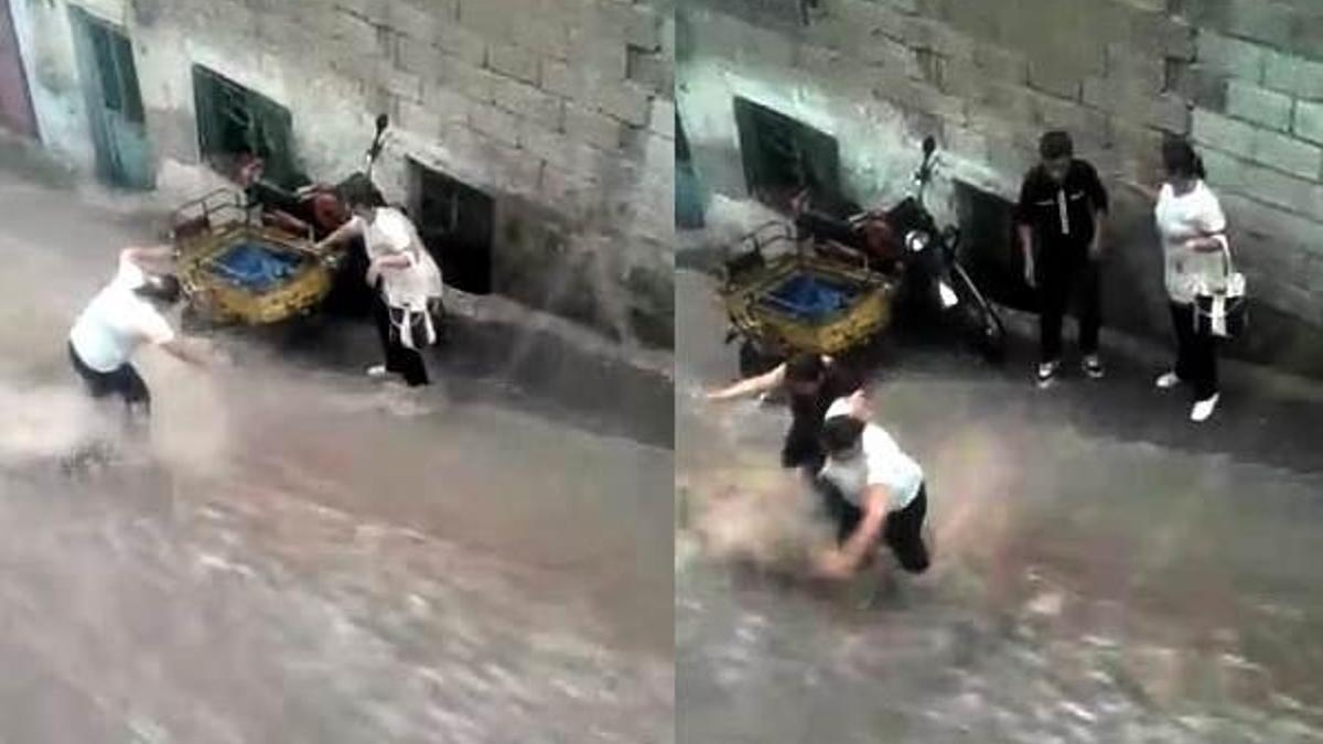 Anne çocuklarını selden kurtardı