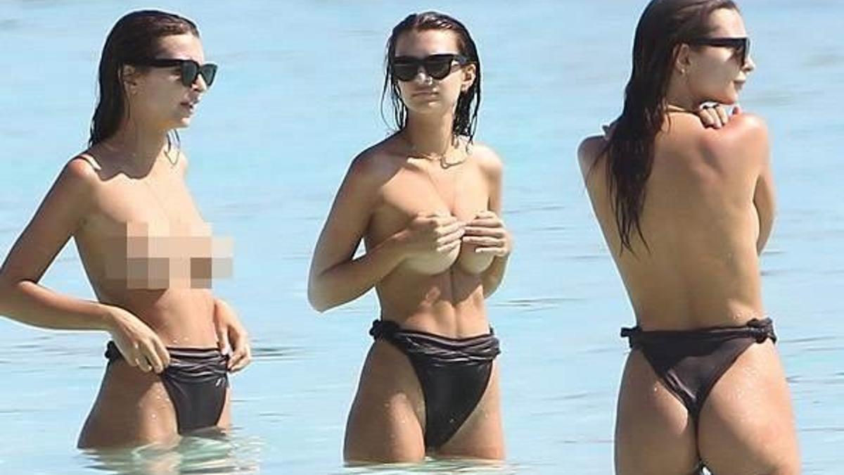 Emily Ratajkowski kimseye aldırmadan mayosunu indirdi