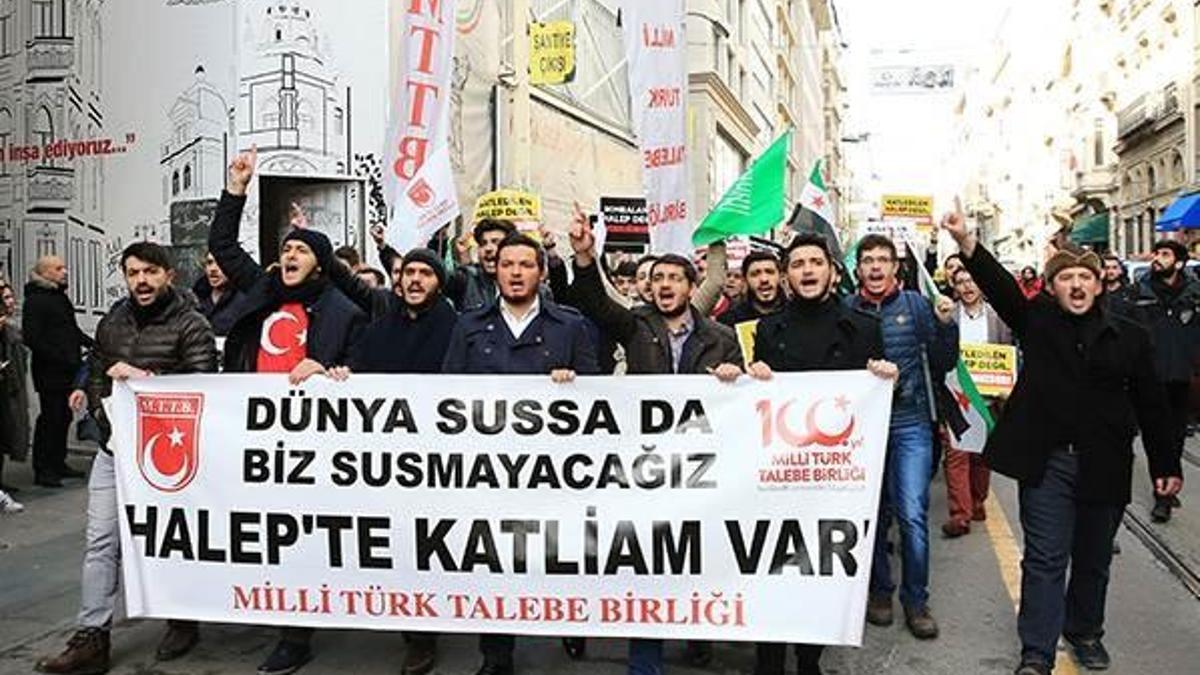 Rusya Başkonsolosluğu önünde "Halep" protestosu