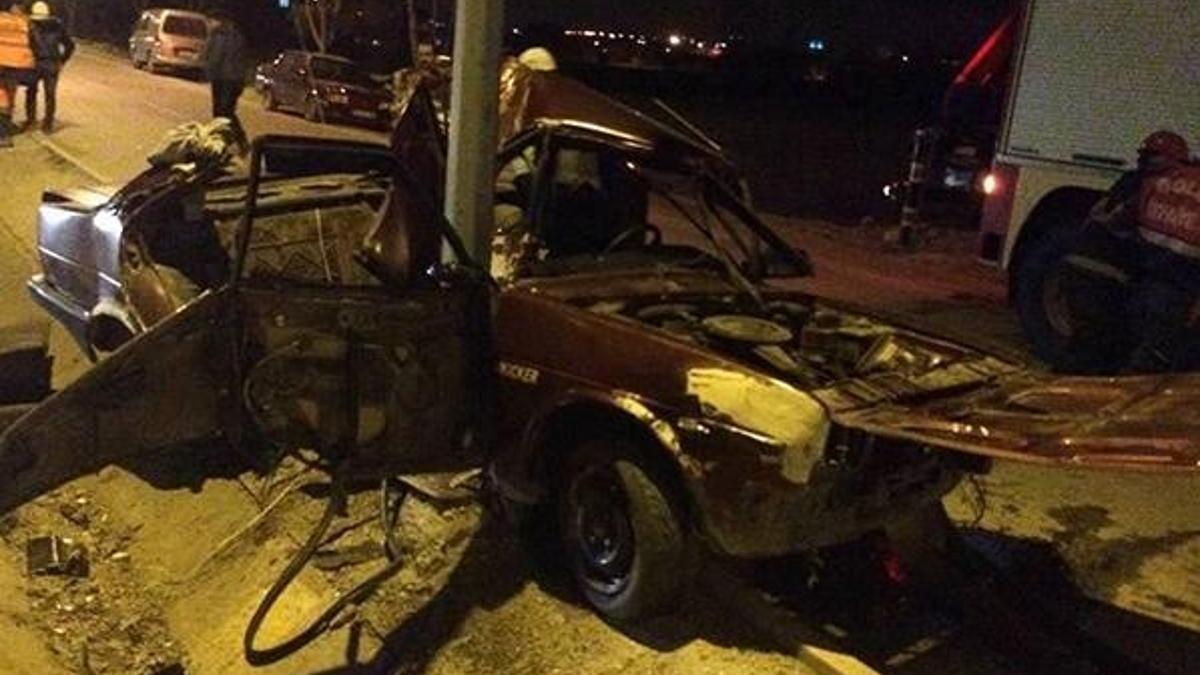 Bolu'da otomobil direğe çarptı: 1 ölü, 1 yaralı