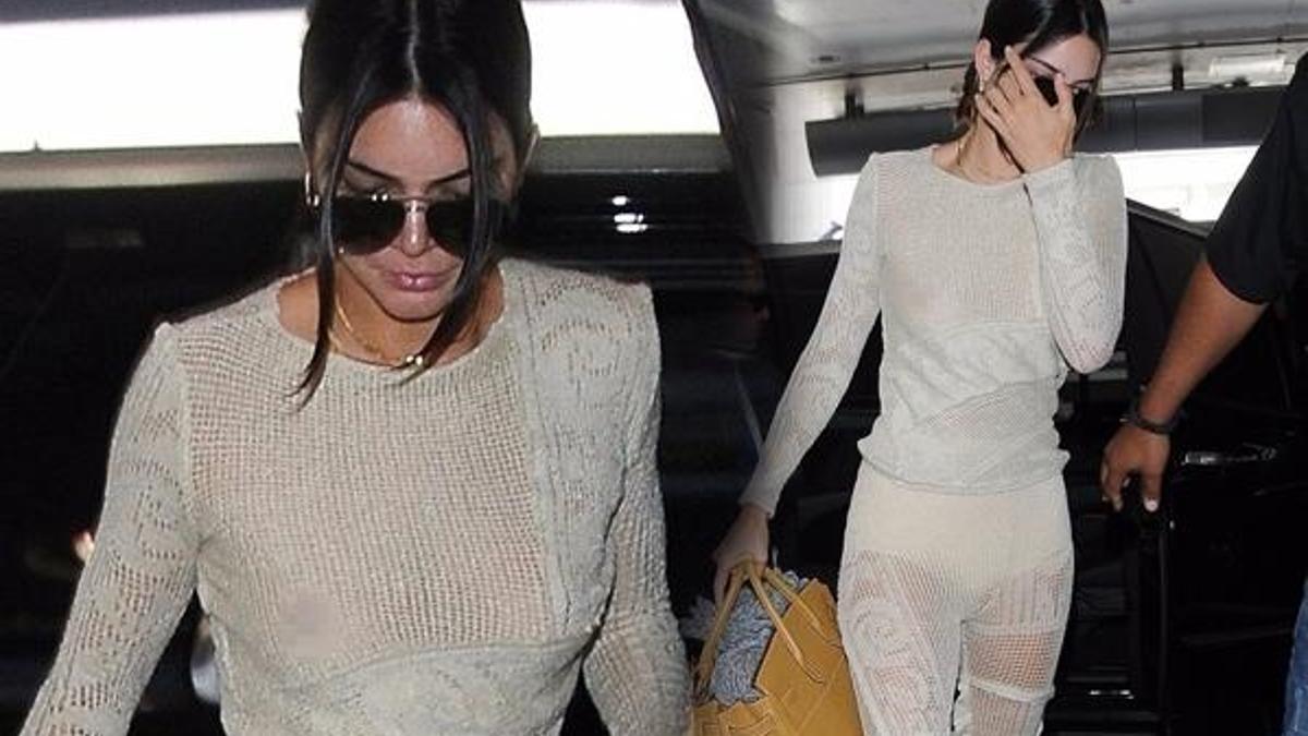 Kendall Jenner dışarı sütyensiz çıktı!