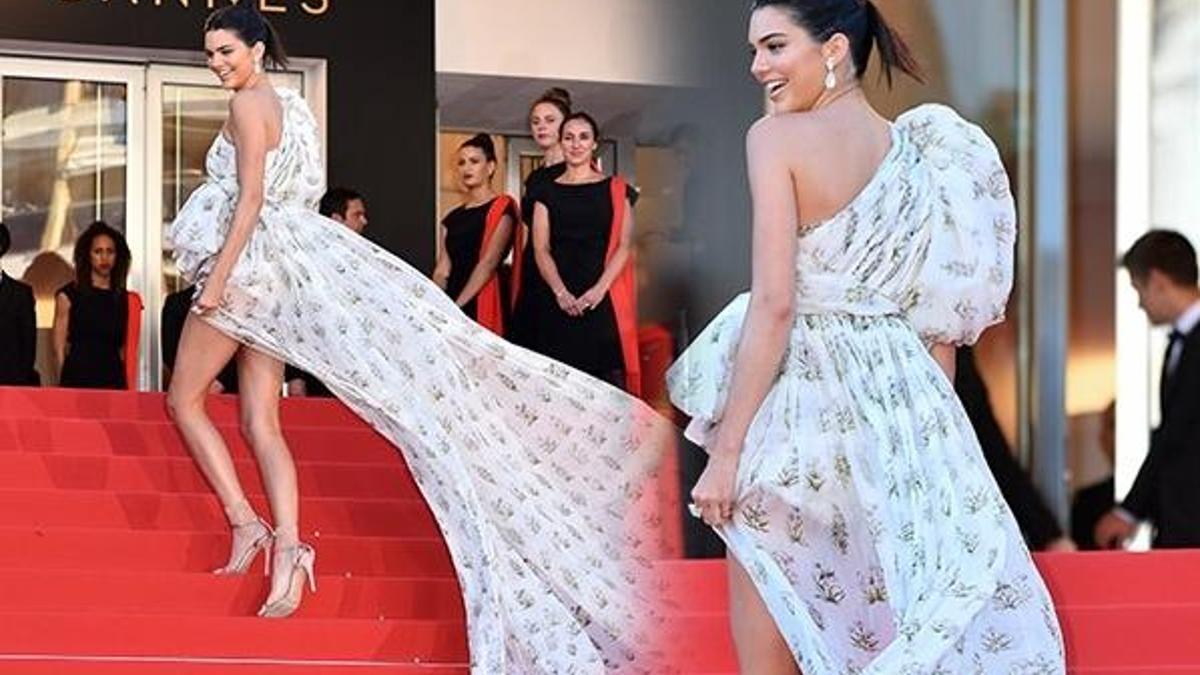 Kendall Jenner'ın kırmızı halıda 'frikik' savaşı!