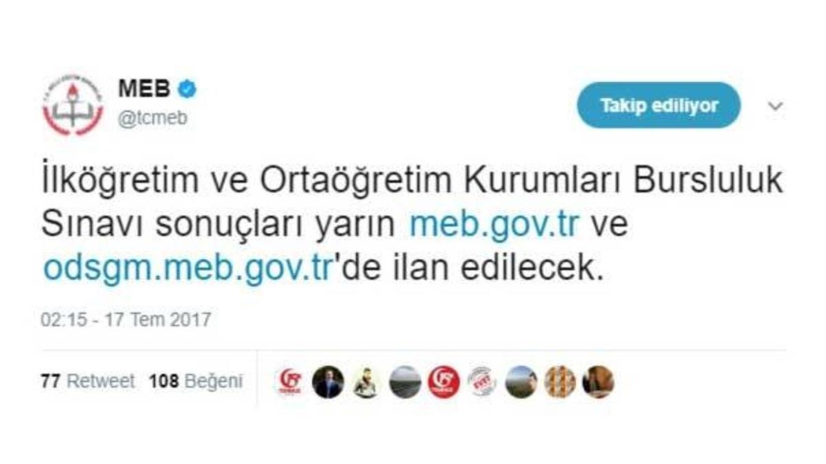 MEB´den PYBS açıklaması.. Bursluluk sınavının açıklanacağı saat bekleniyor..