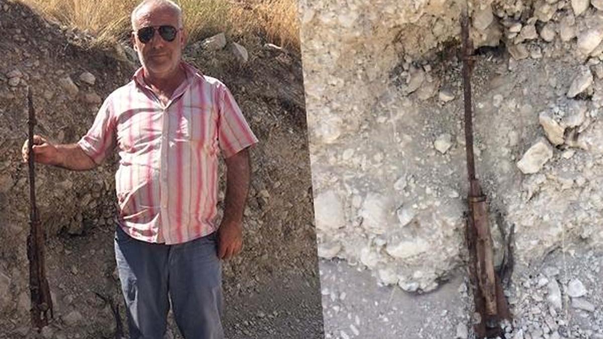 Yol çalışması sırasında tarihi tüfek bulundu