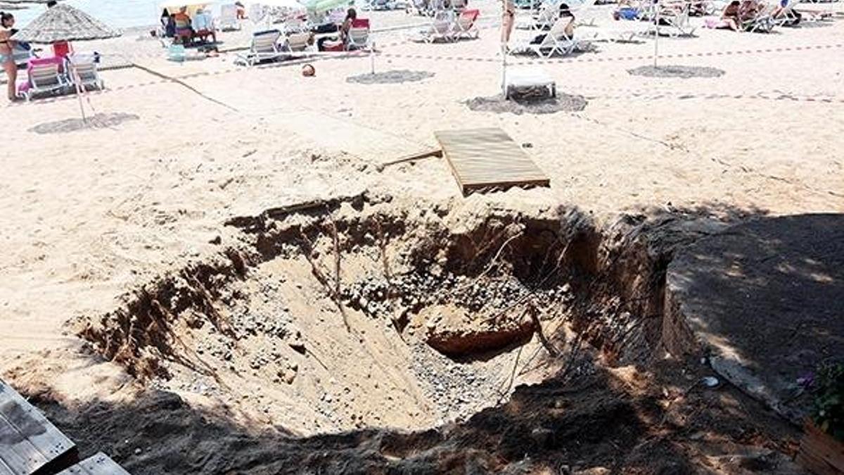 Bodrum depremi sonrası plajda korkutan görüntü
