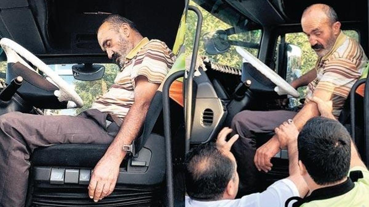 Direksiyonda mışıl mışıl uyudu TIR kendi durdu