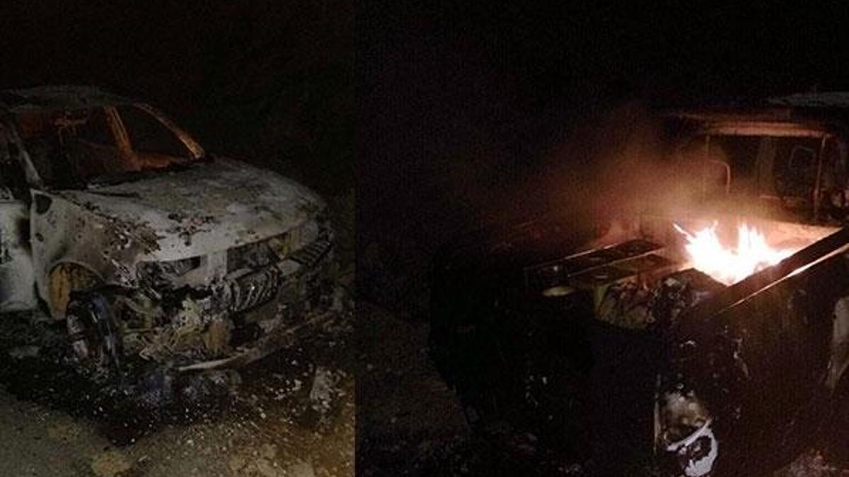 Şırnakta PKKlı teröristler, yol kesip araç yaktı