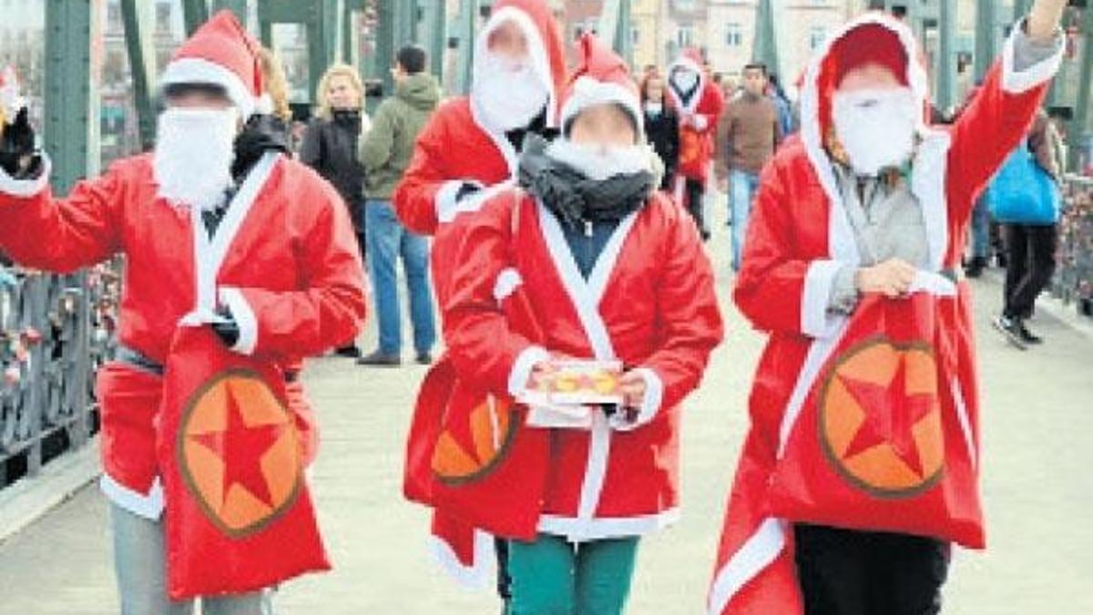 Noel baba kılığında PKK propagandası
