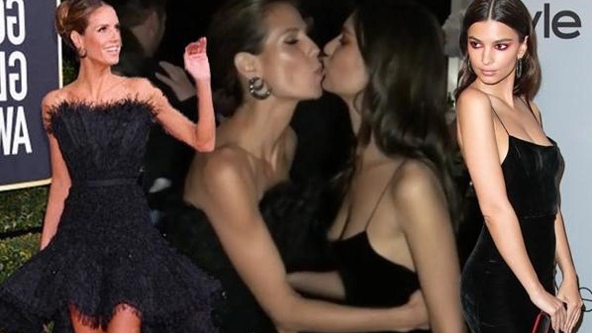 Heidi Klum ile Emily Ratajkowski böyle öpüştü!