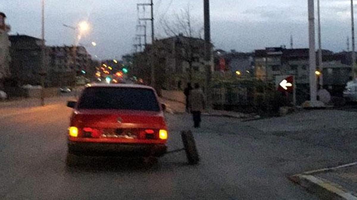 Herkes şaşkın! Otomobil tekeri...
