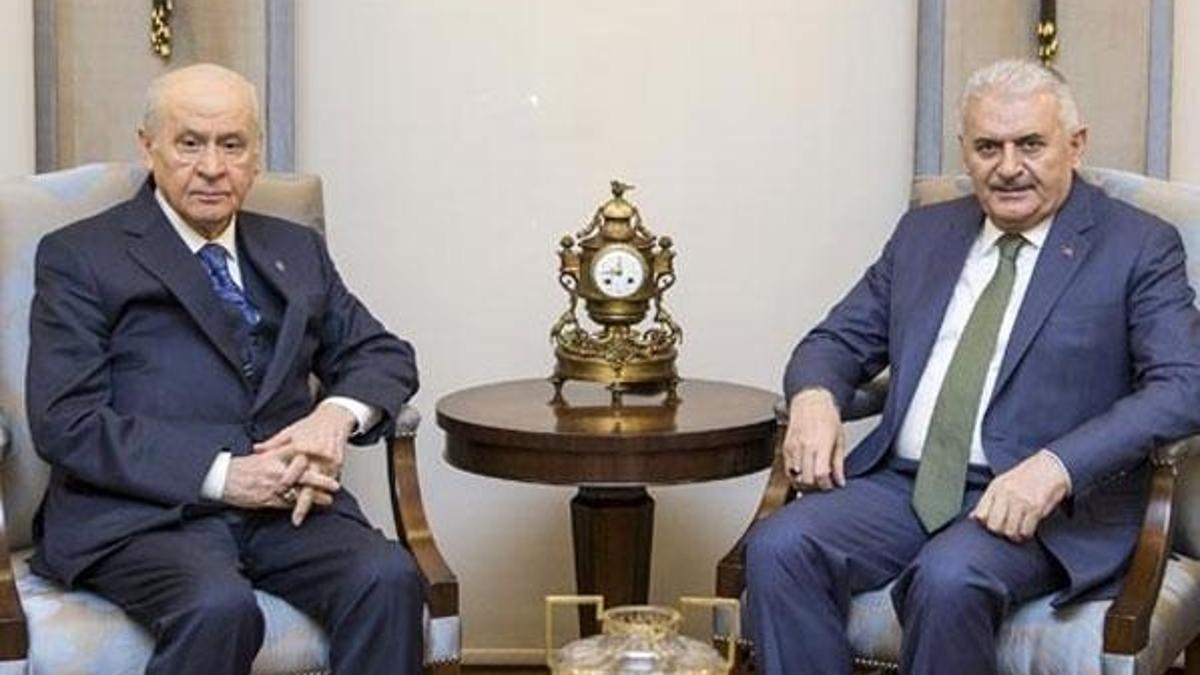 Başbakan Yıldırım ile Bahçeli Çankaya Köşkü'nde görüştü