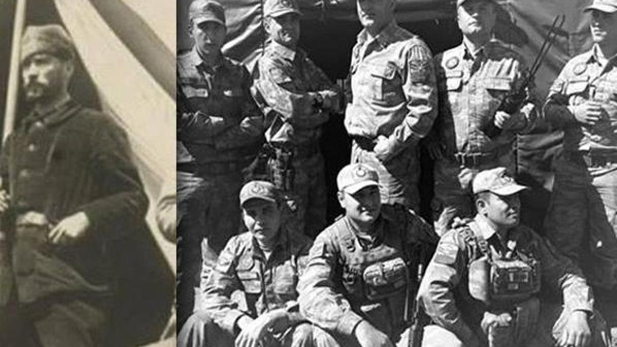 Afrin'de askerler 100 yıl sonra Atatürk pozu verdi