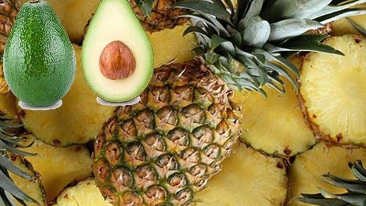 Avokado ve ananas in mandalina, kavun out