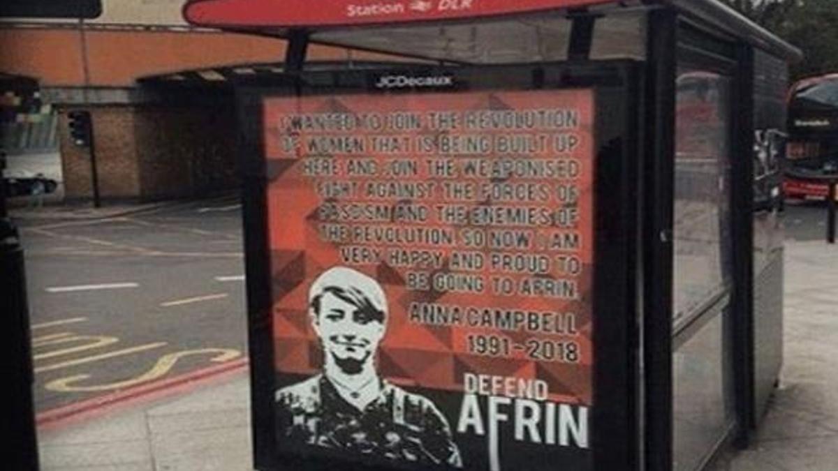 Londra'da YPG'li teröristin posterlerini duraklara astılar