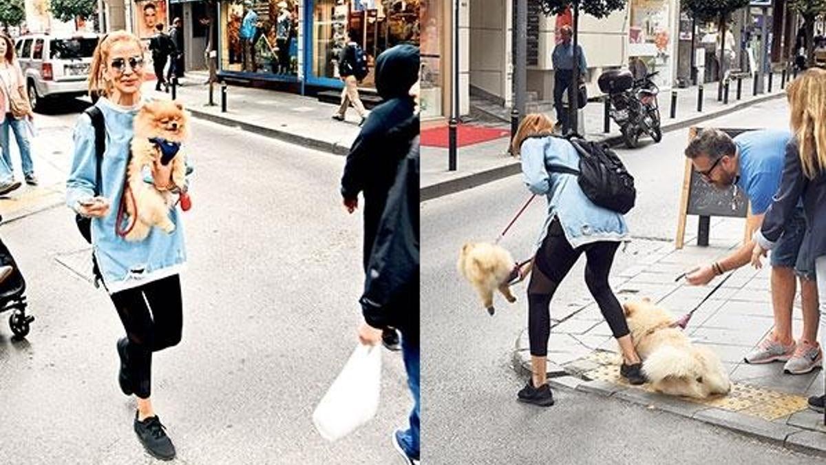 Köpeğini zor kurtardı