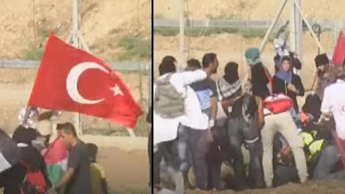 İsrail Türk bayrağını sallayan genci böyle vurdu