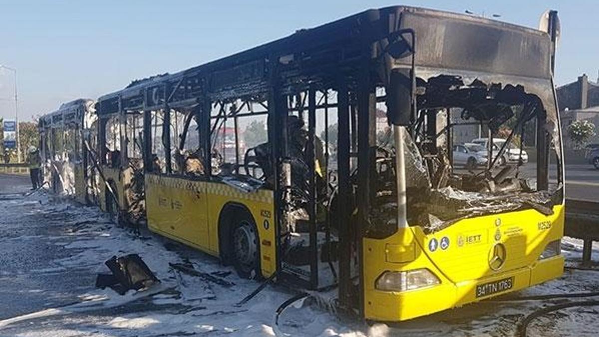 Son dakika: Bayrampaşa'da otobüs yandı