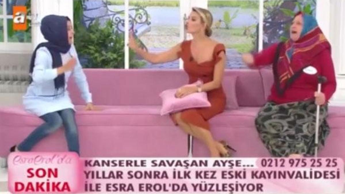 Canlı yayında şok! Eski kaynanasına saldırdı