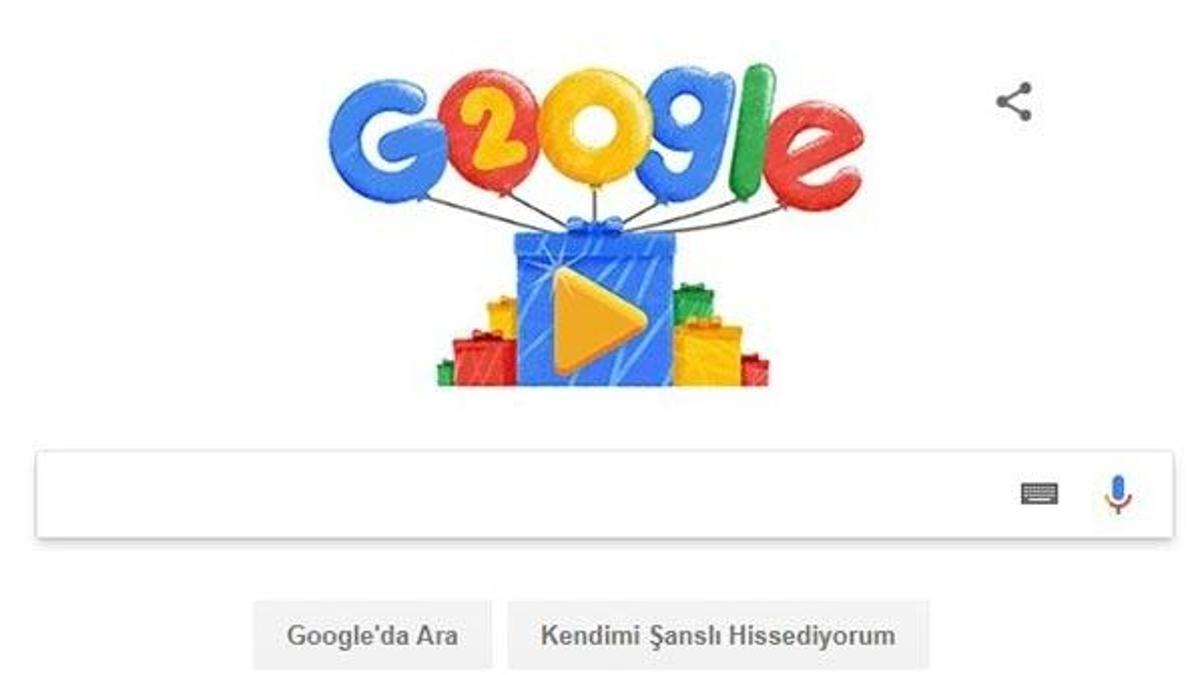 Google'ın 20. yaş günü Doodle oldu!