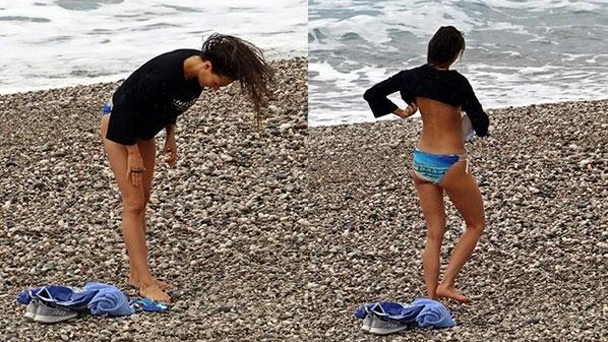 Dünyaca ünlü sahilde denize bir tek o girdi