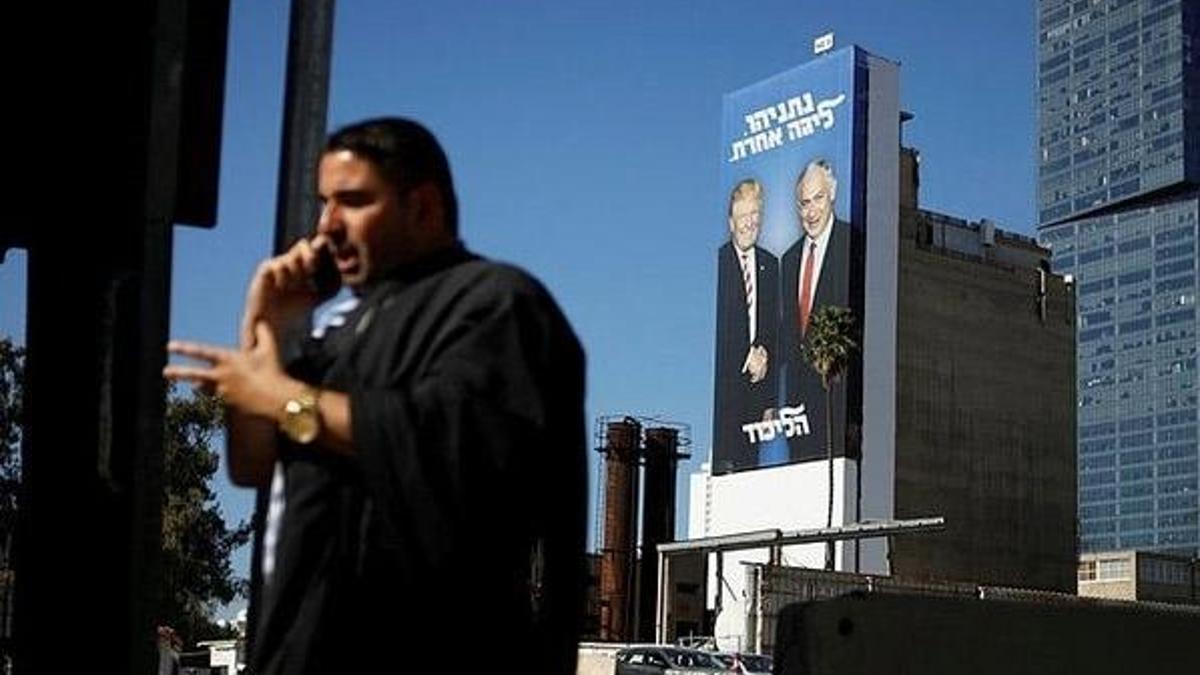 Netanyahu'nun partisinin seçim afişinde Trump fotoğrafı