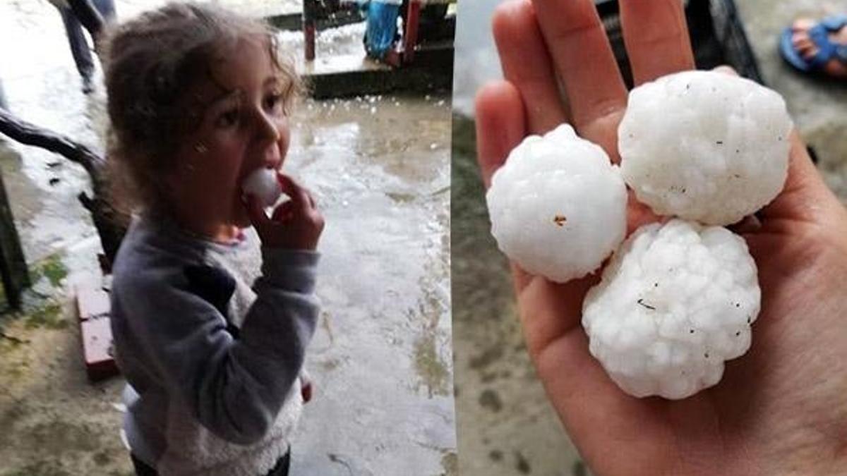İnanılır gibi değil, ceviz büyüklüğünde dolu yağdı!
