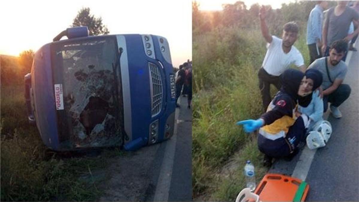 Çatalca'da minibüs devrildi! Çok sayıda yaralı var