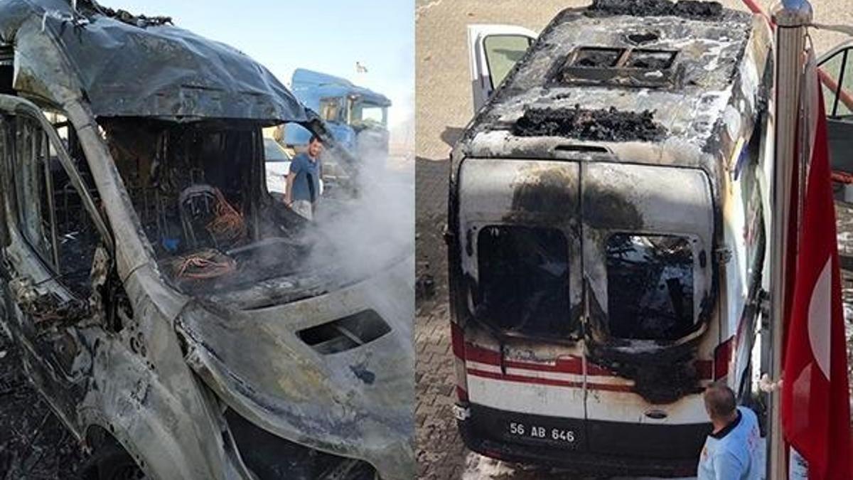 Oksijen tüpü patladı ambulans yandı