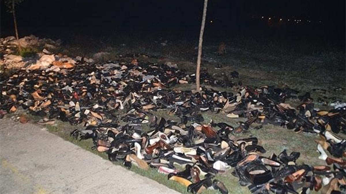 Polis alarma geçti! Yol kenarına atılmış onlarca ayakkabı...