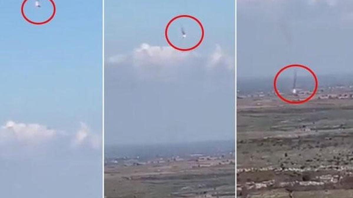 Rejime ait SU-24 uçağının düşme anı kamerada