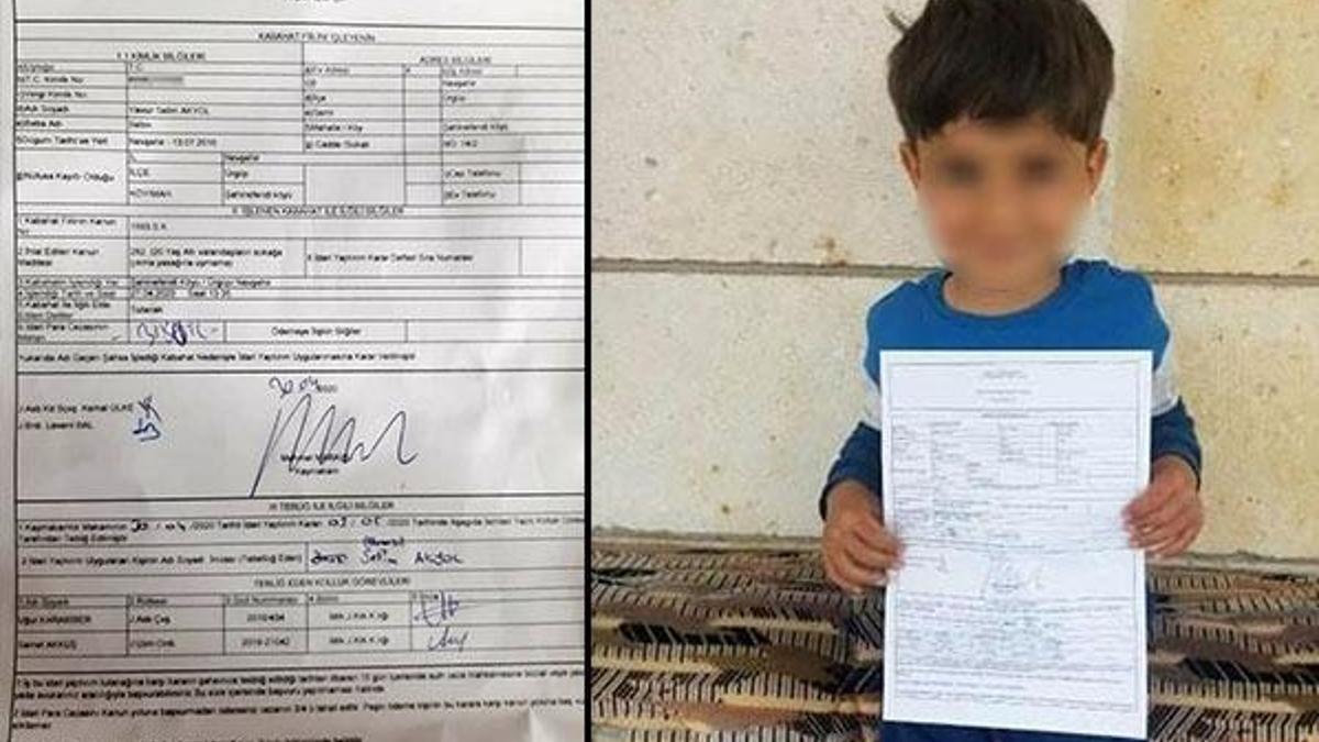 Ailesine şok! 4 yaşındaki çocuğa para cezası kesildi