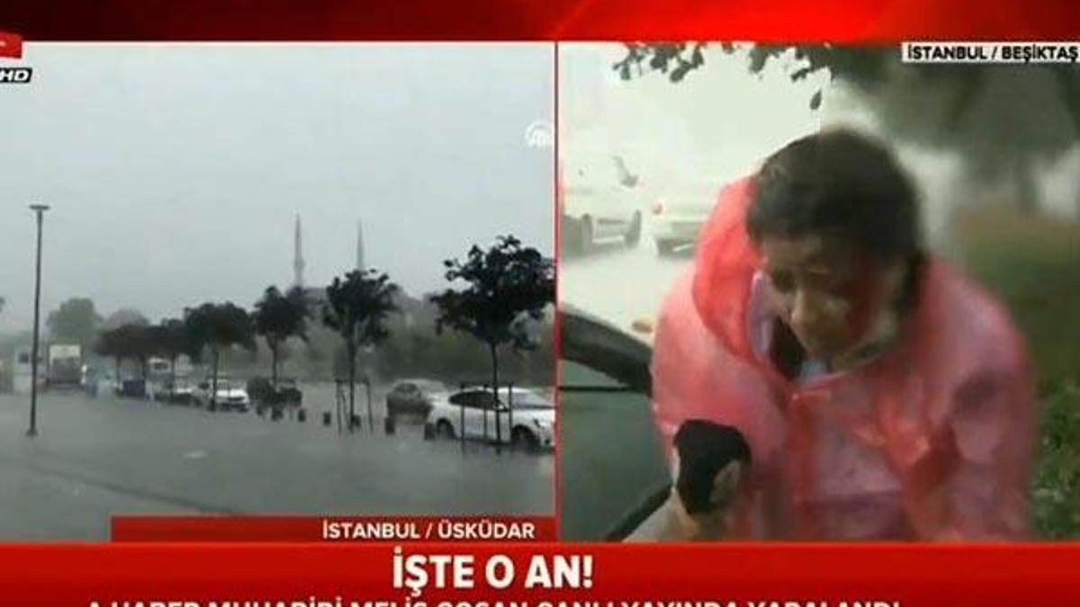 İstanbul'daki fırtına sırasında korku dolu anlar! Muhabir kanlar içinde kaldı
