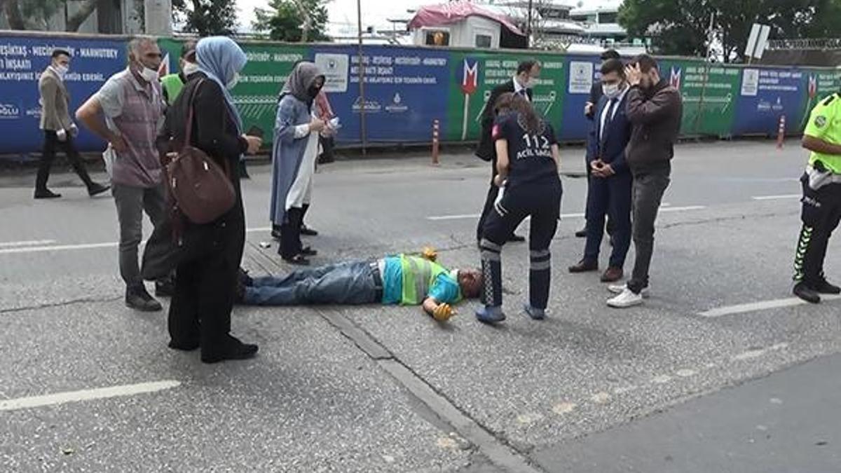Beyoğlu'nda çöp kamyonundan düşen işçi yaralandı