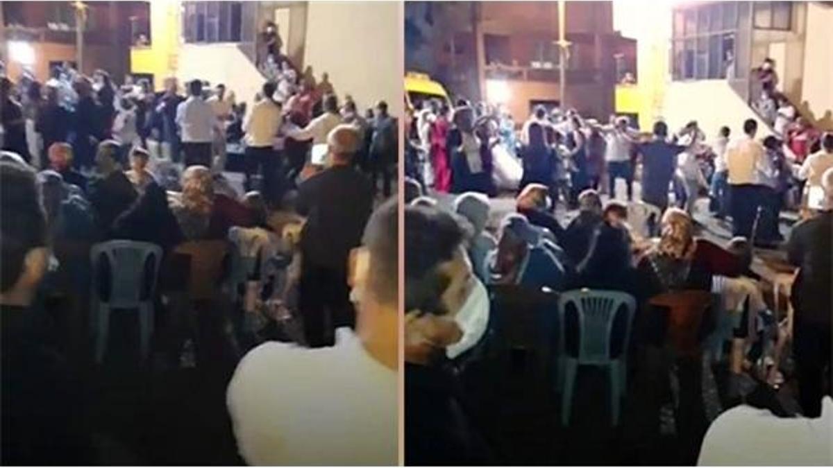 Sokak ortasında yapılan düğünün görüntüleri tepki çekti