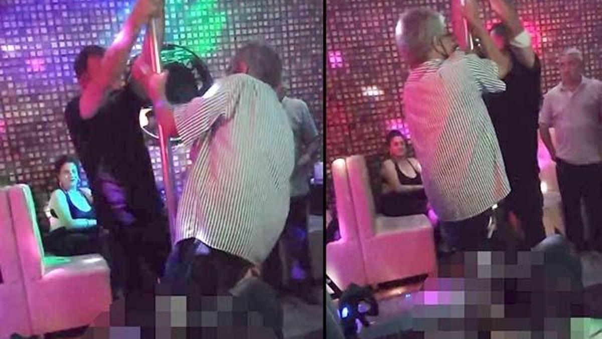 Şok görüntüler! Gece kulübünde 2 erkek 'direk dans' yaptı