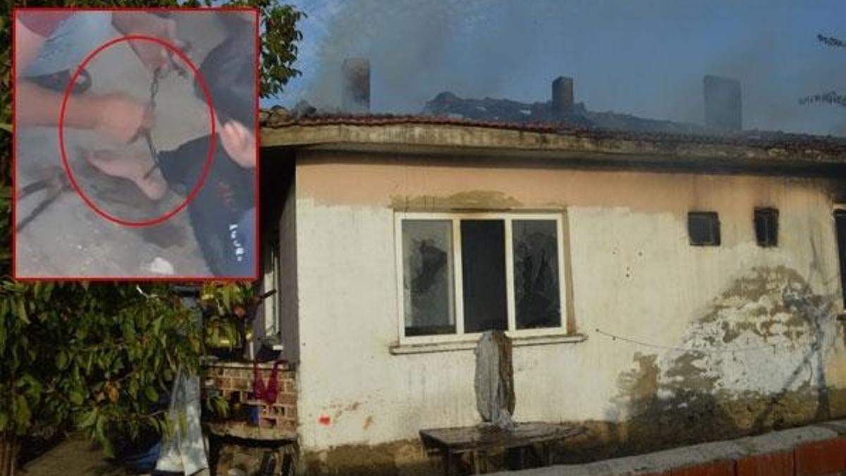 Bursa'da ayağından zincirlenmiş bir çocuk evinde çıkan yangından kurtarıldı