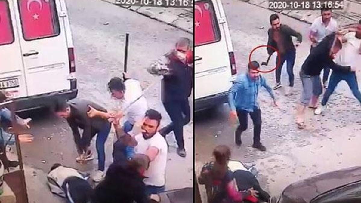 Dehşet veren görüntüler! Komşunun kafasına baltayla vurdu
