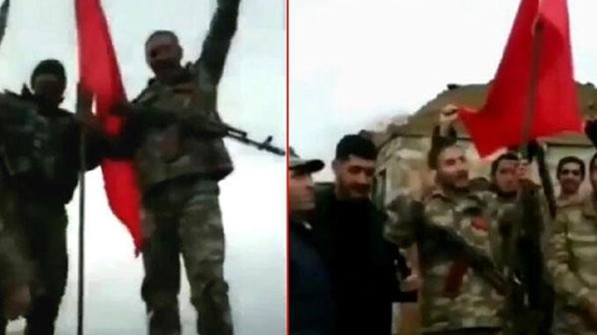Azerbaycan ordusu Türk bayrağını Karabağ'a dikti