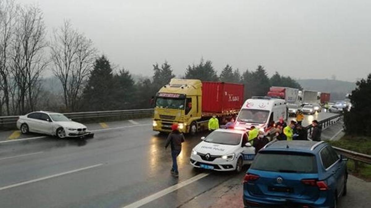Mazot dökülen TEM'de zincirleme kaza
