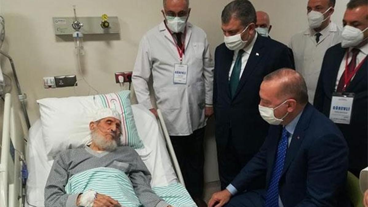 Cumhurbaşkanı Erdoğan'dan Fethi Sekin’in babası ile kanaat önderi Nazırlı’ya hastanede ziyaret