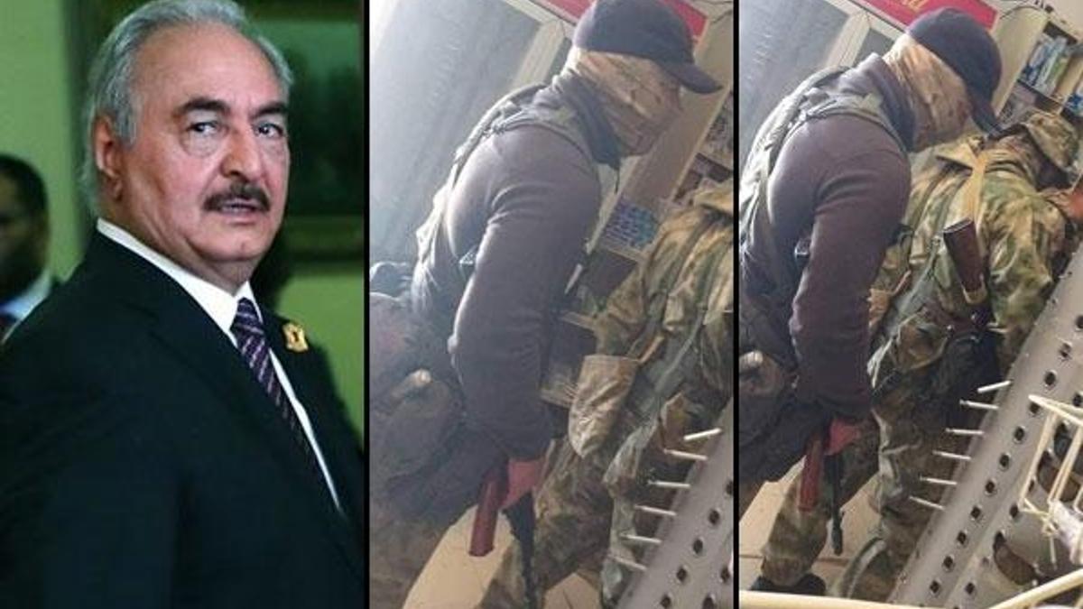 Darbeci Hafter'in paralı askerler market alışverişinde görüntülendi! Ellerinde silahlarla...