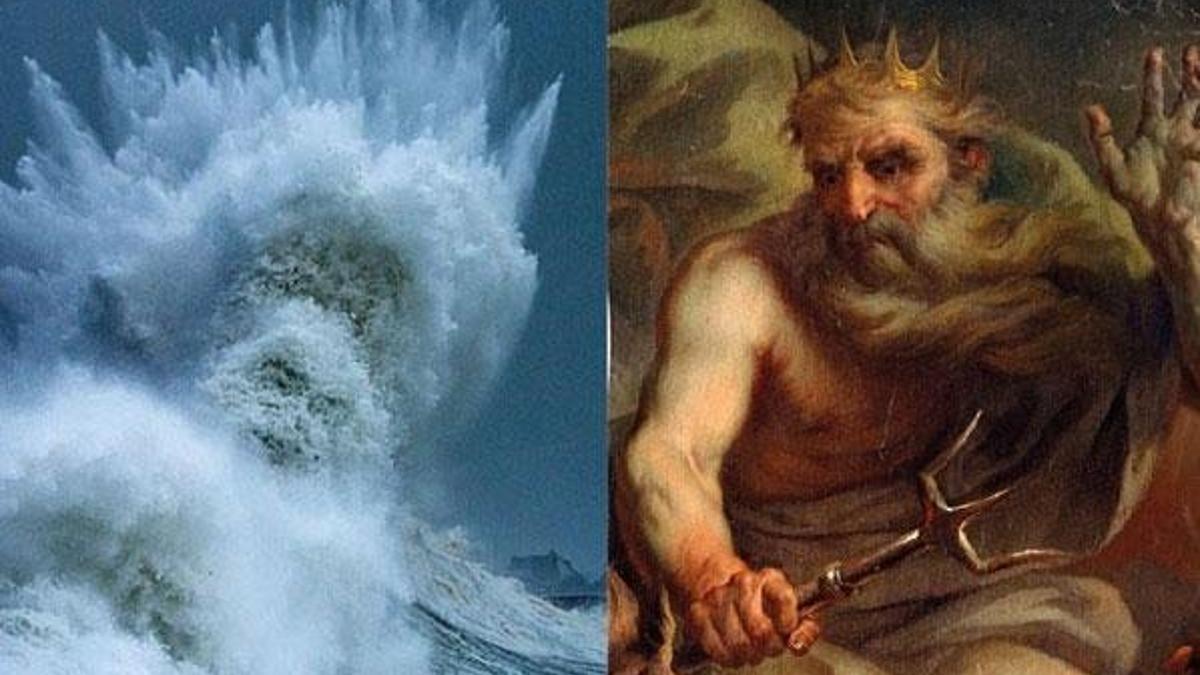İnanılmaz görüntü! Dev dalgada Poseidon ortaya çıktı