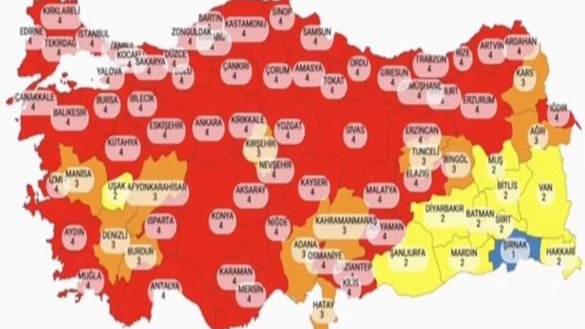 Türkiye risk haritası güncellendi mi? Hangi iller kırmızı oldu, düşük orta ve yüksek riskli iller hangileri? İşte il il 29 Mart yeni risk haritası…